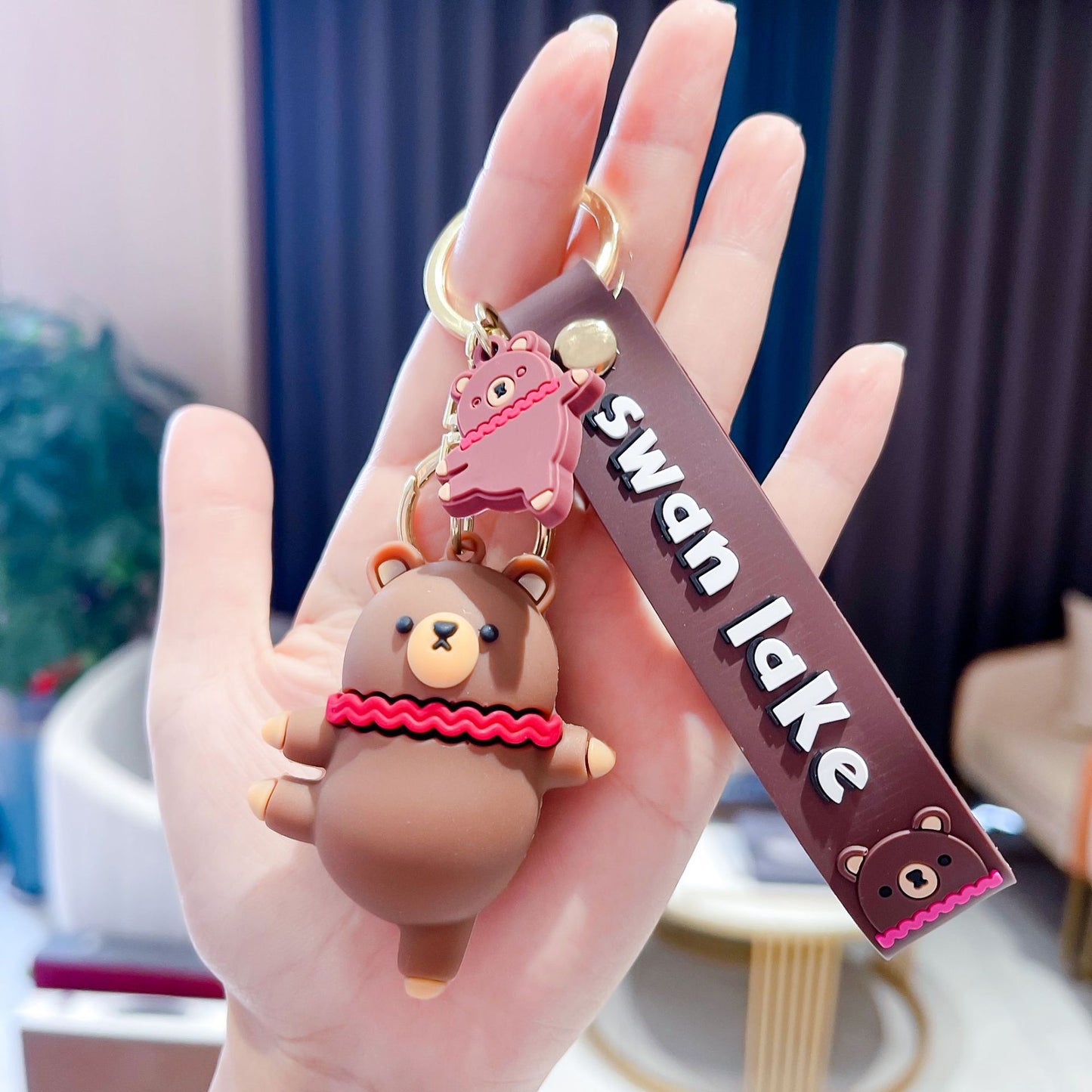 Kids backpack charm rabbit keychain
