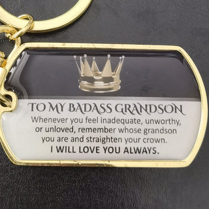 LuxeBlackBag badass quote keychain
