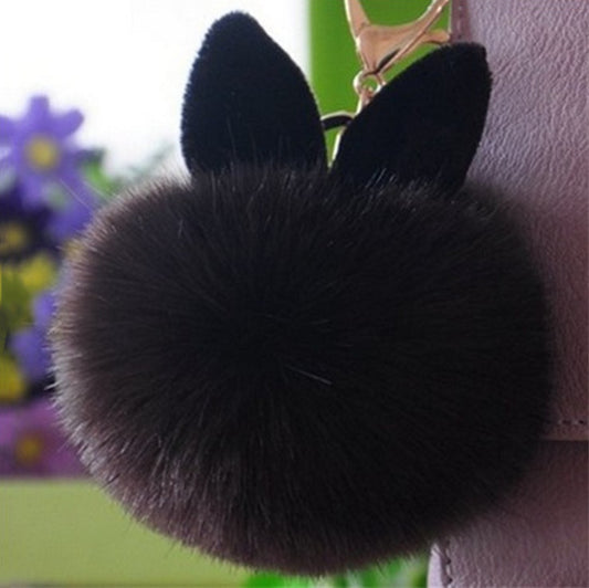LuxeBlackBag bunny ear plush keychain