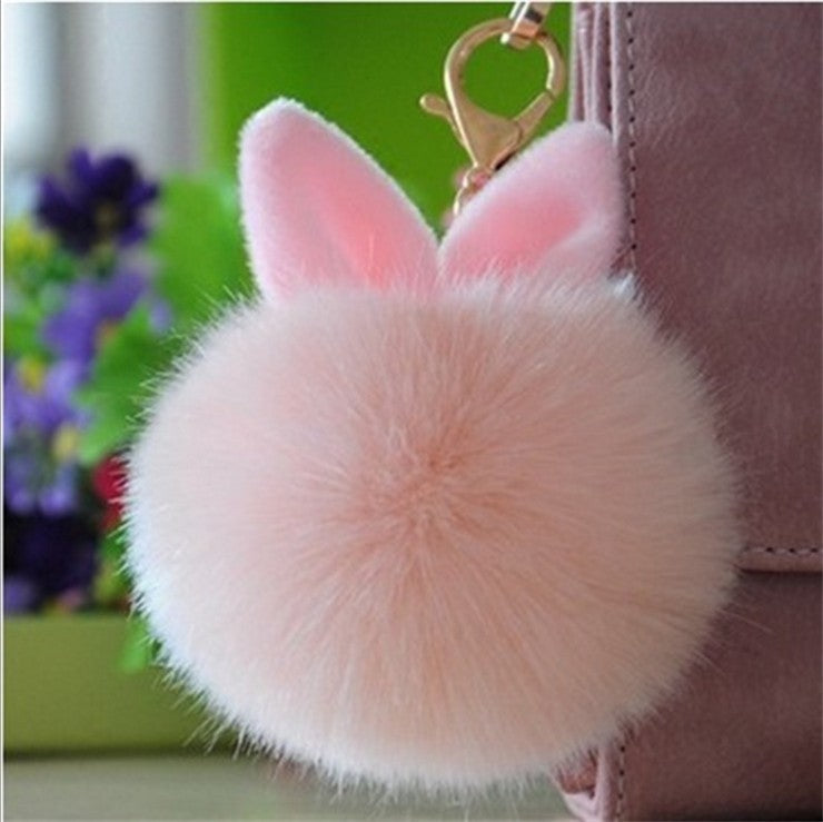 LuxeBlackBag bunny keychain with metal loop