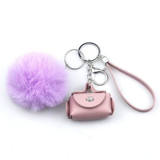 LuxeBlackBag fashion leather keychain for women