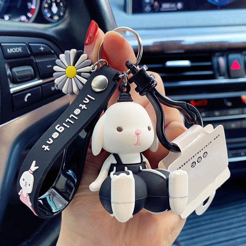 LuxeBlackBag rabbit keychain for women