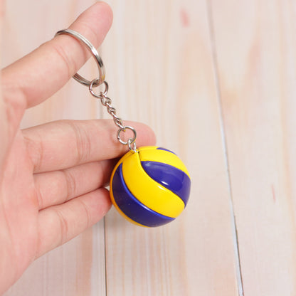 Plastic and leather ball keychain
