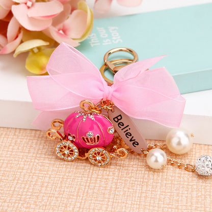Pumpkin carriage keyring with metallic shine