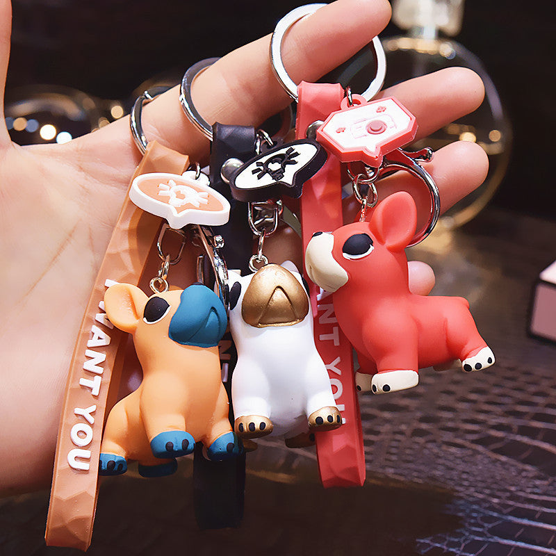 Resin alloy puppy charm keyring

