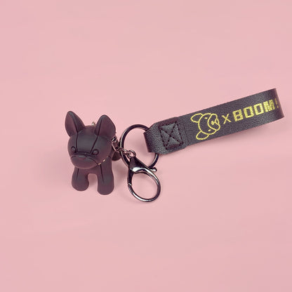 Resin bulldog keyring in multiple colors