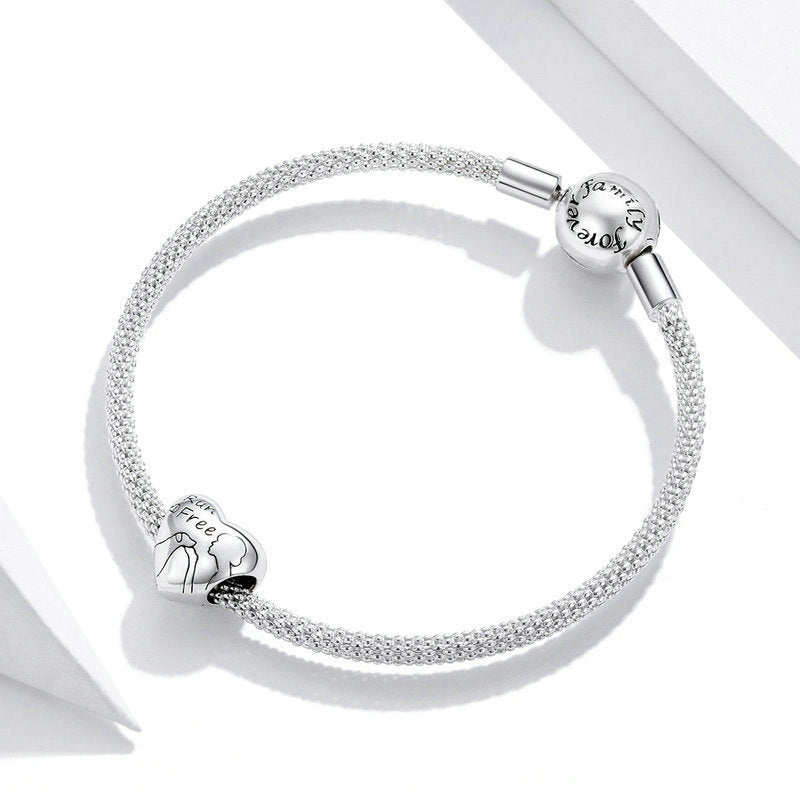 Romantic silver charm bead for gifts