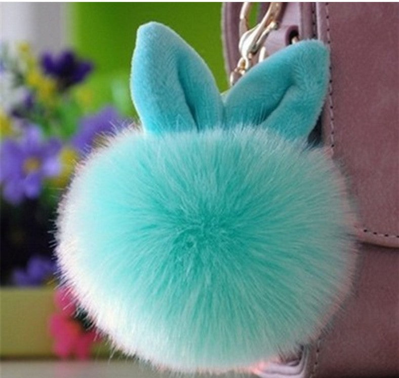 Rose red bunny ear bag charm