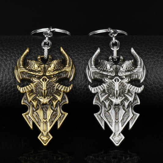 Sheep’s head shield keychain front view