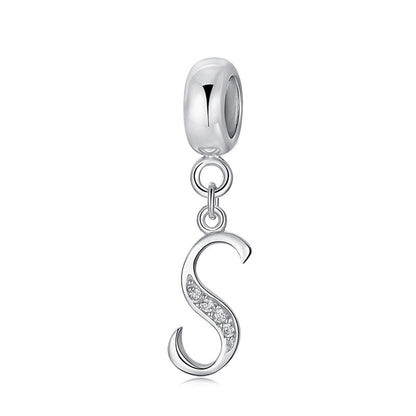Silver charm with letter S