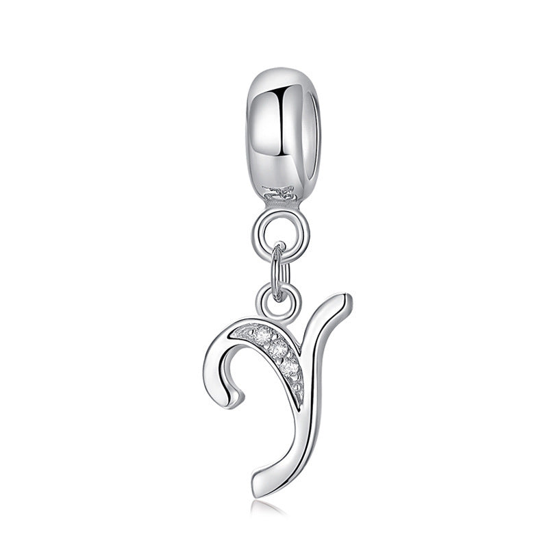 Silver charm with letter Y