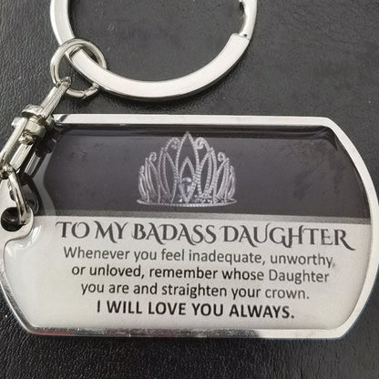 Stylish metal keychain for backpack or bag