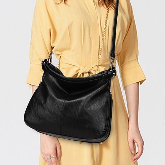 Vintage distressed leather empire bag in brown