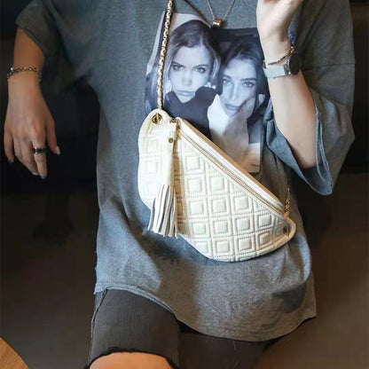 Beige soft leather crossbody with open top