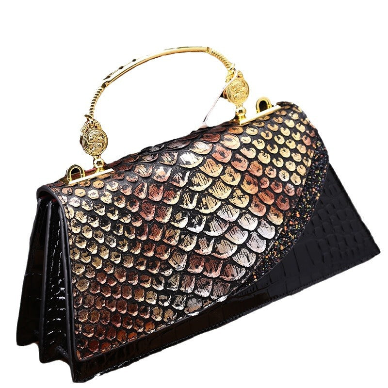 Black gold retro square shoulder bag
