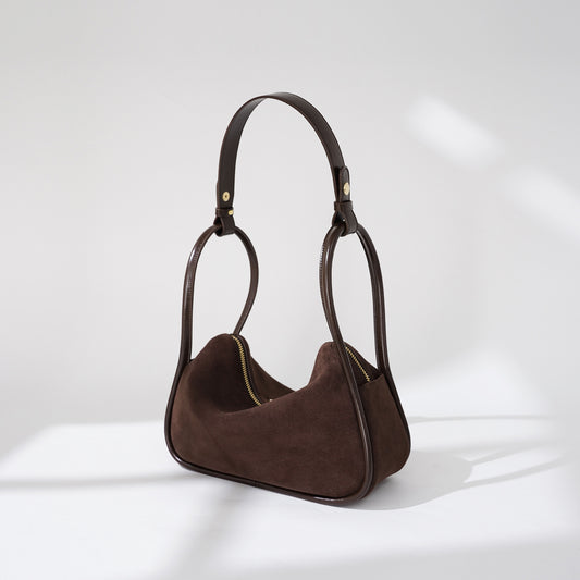 Burgundy frosted leather underarm pillow bag