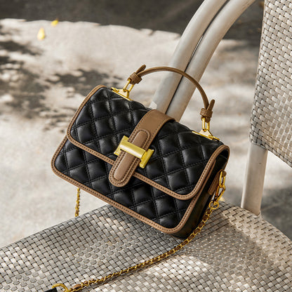 Compact business-style leather handbag for commute wear