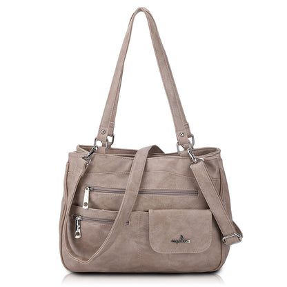 Side view of vintage PU leather tote for daily use