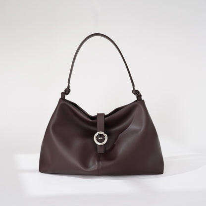 Cherry red leather commuter tote for women