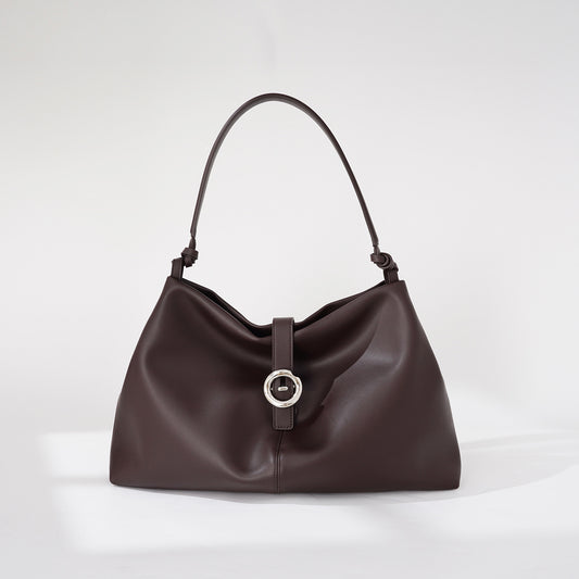 Cherry red leather commuter tote for women