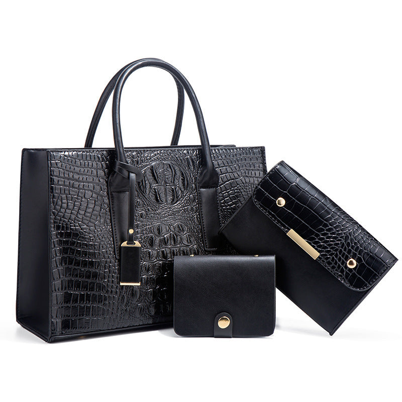Coordinated clutch and shoulder bag from women’s PU 3-piece handbag set