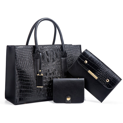 Coordinated clutch and shoulder bag from women’s PU 3-piece handbag set