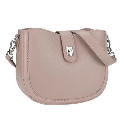 Compact leather saddle bag with double strap