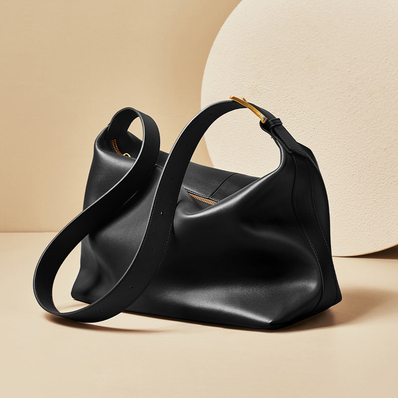 Top detail showing cowhide leather texture