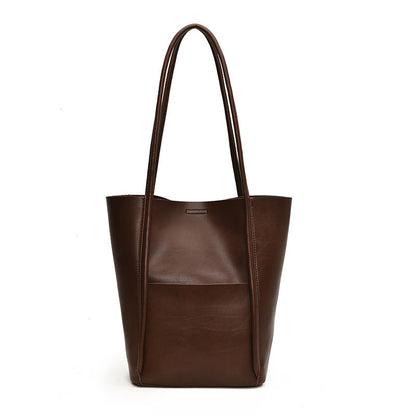 Classic PU leather tote with stitching detail