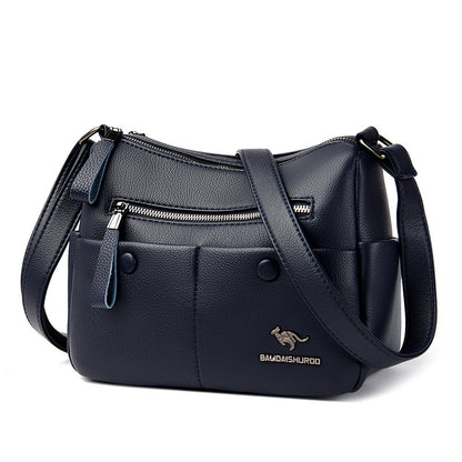 Dark blue PU leather shoulder bag for daily use