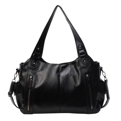 Shoulder handbag with soft material and large space