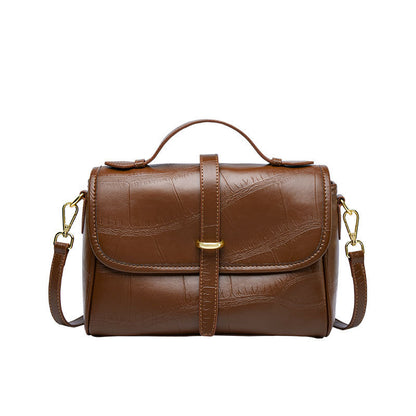 Sea salt white with coffee leather bag with flap design