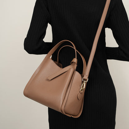 Genuine cowhide crossbody bucket bag