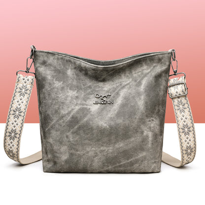  Interior view of large PU leather shoulder bag with polyester lining