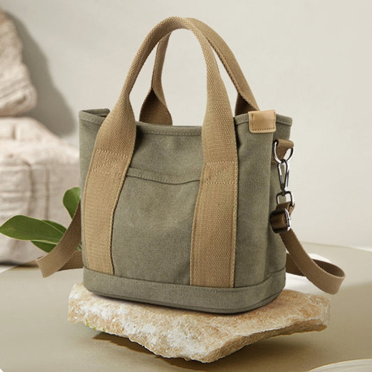Korean style canvas tote in army green