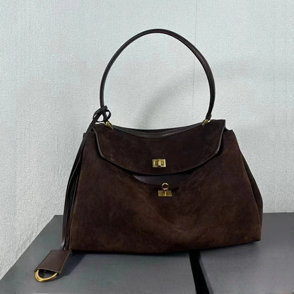 Caramel 35cm large leather crossbody with gold buckle