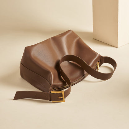 Milky white leather tote with large capacity