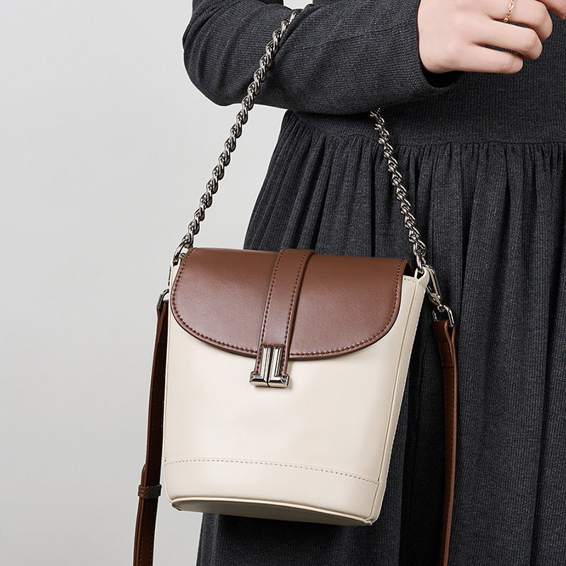 Front view of the summer leather crossbody bag