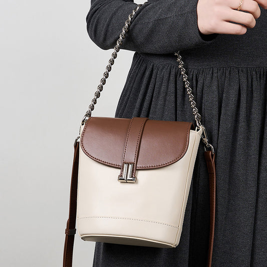 Front view of the summer leather crossbody bag