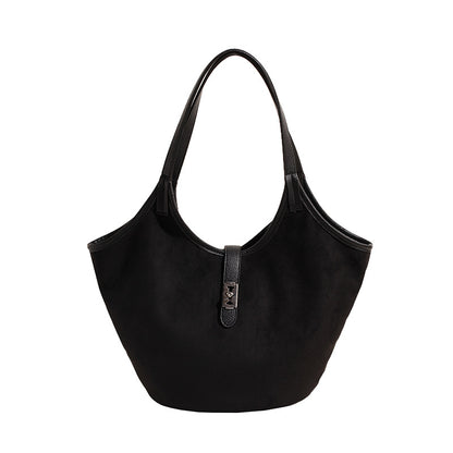 Frosted black shoulder tote bag for modern women
