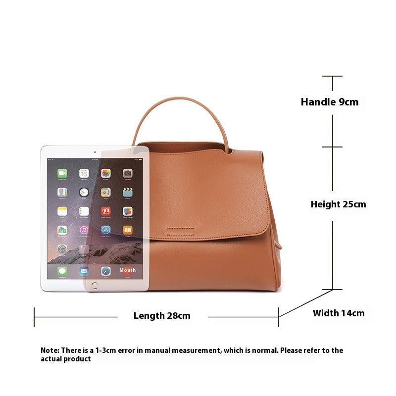 Brown soft leather messenger bag with file compartment