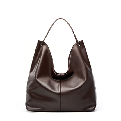 Leather handbag with elegant contrast stitching