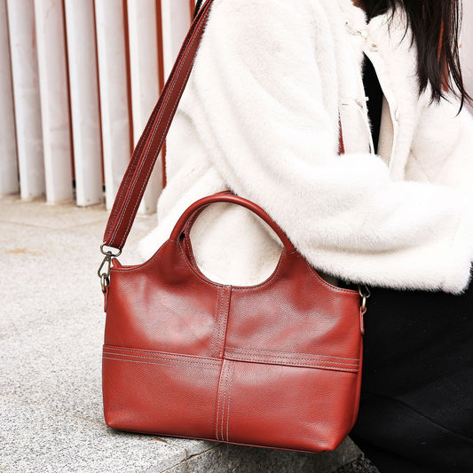 Black luxury cowhide leather crossbody bag for women
