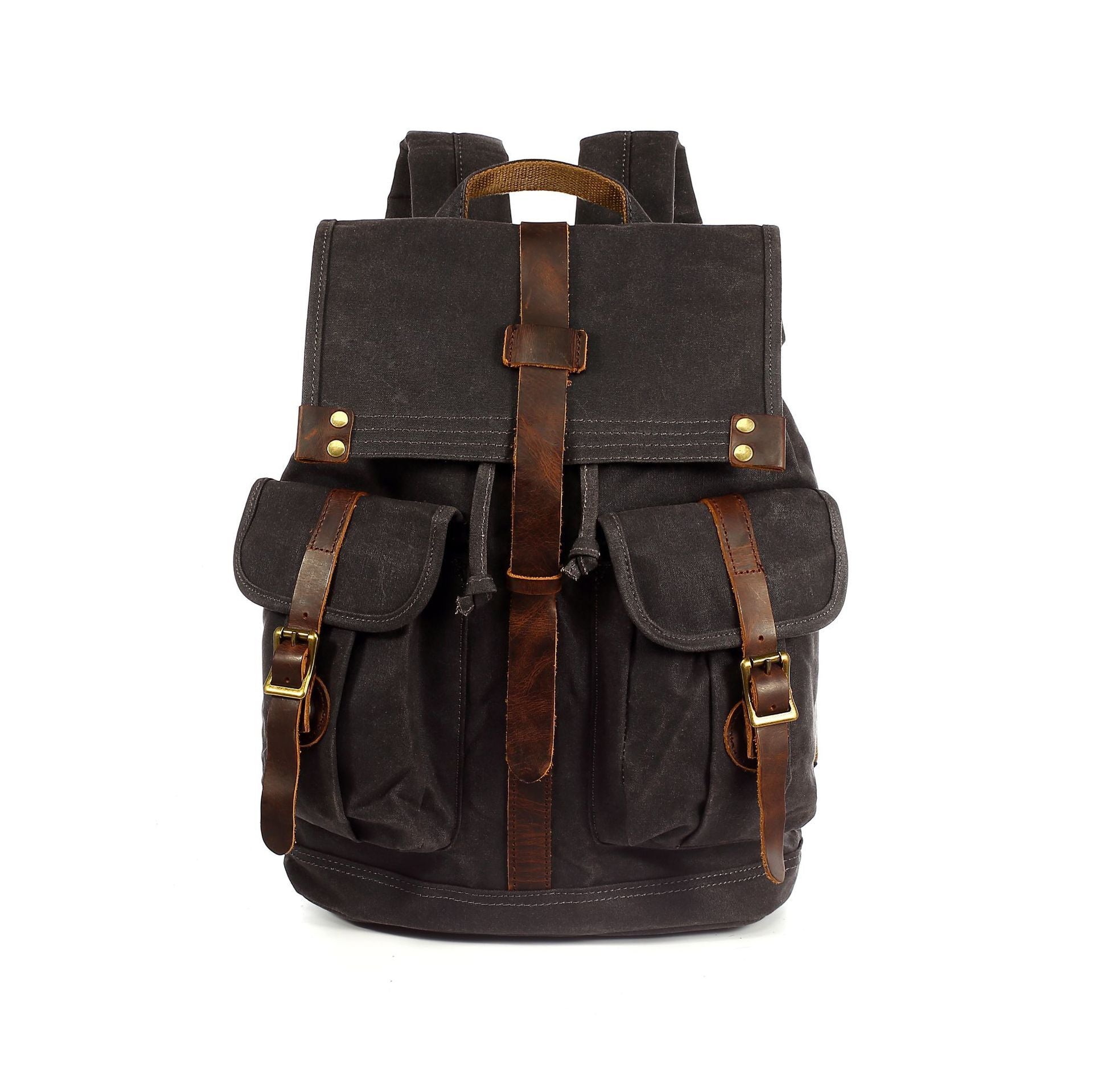 Dark Brown canvas outdoor backpack for men and women