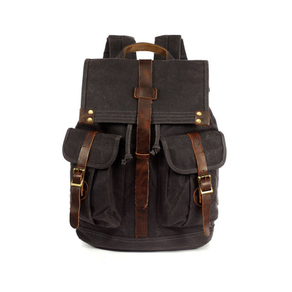 Dark Brown canvas outdoor backpack for men and women