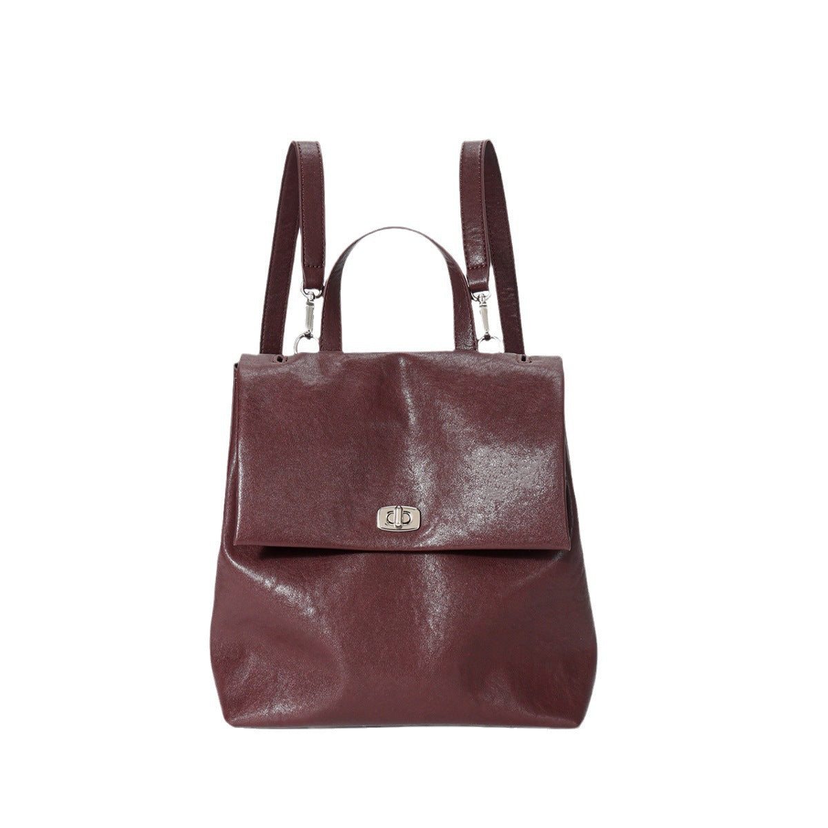Ebony color first-layer cowhide travel backpack for women