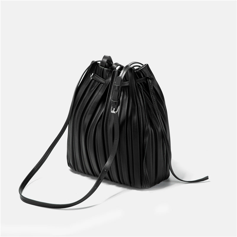 Folded design vertical PU leather bag for women