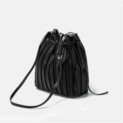 Folded design vertical PU leather bag for women