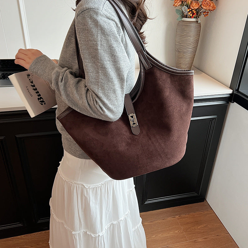 Frosted vintage leather tote bag in brown