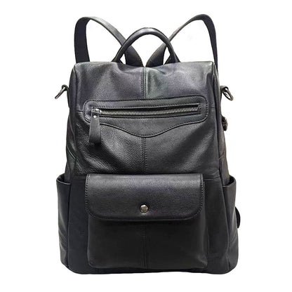 Anti-theft genuine leather backpack for everyday use